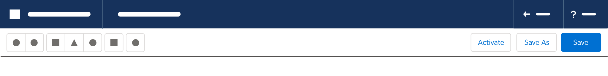 Stencil of a Builder Header with Active, Save As, and Save buttons.