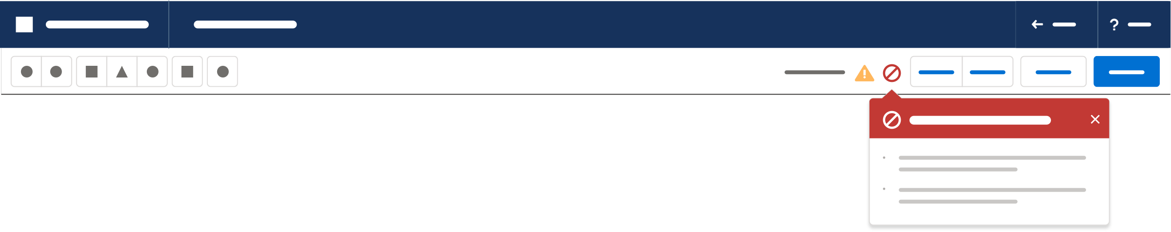 Error popover variant with red Ban icon and a popover with a red banner.
