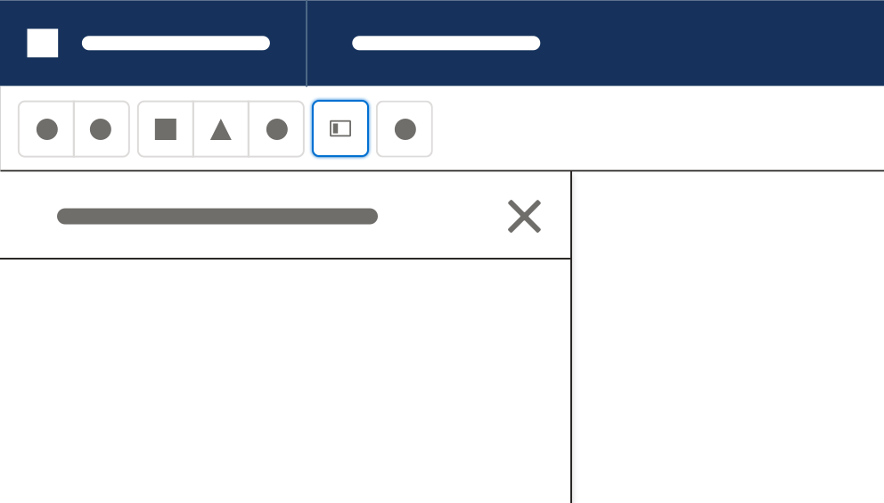 Panel stencil with a X closing button